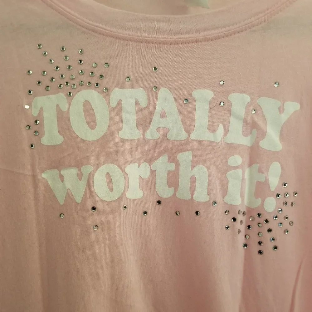 Totatally worth it rhinestudded short sleeve tee - Picture 3 of 6
